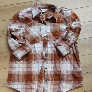 Natural Reflections Rust and White Plaid Shirt